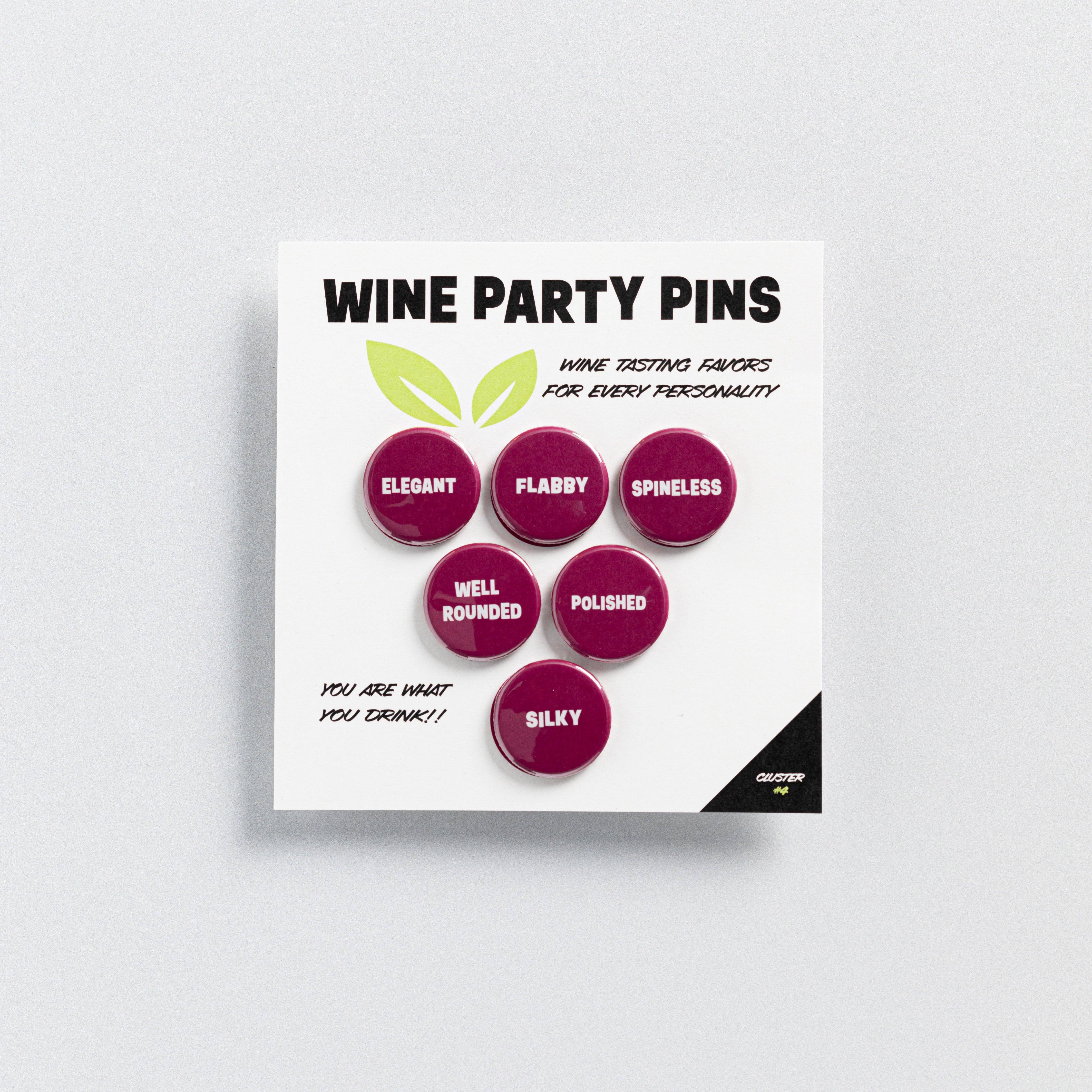 Questionable Designs - Wholesale Lapel Pin/Button - Wine Party Pins-Cluster3