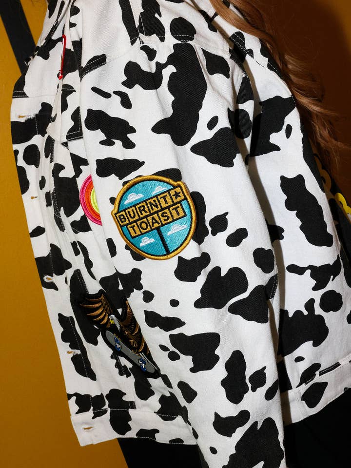 Burnt Toast - Wholesale Denim jacket – Women's - **PRE-ORDER: ships by 11/17** Burnt Toast Mayhem Patch Cow Denim Jacket11