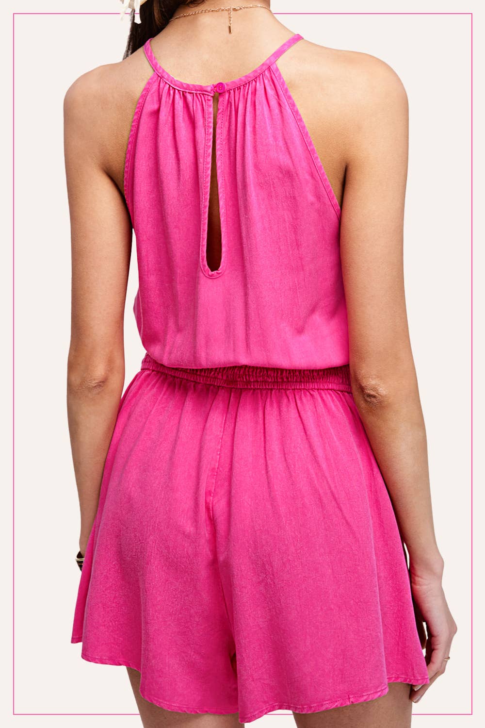 La Miel - Wholesale Romper - Women's - HCD9313-Mineral Washed Sleeveless Mini Romper with Pocket19