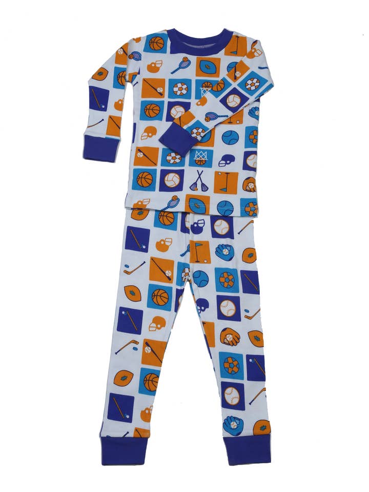 Sports Color Block Organic Cotton Pajamas for wholesale by New Jammies