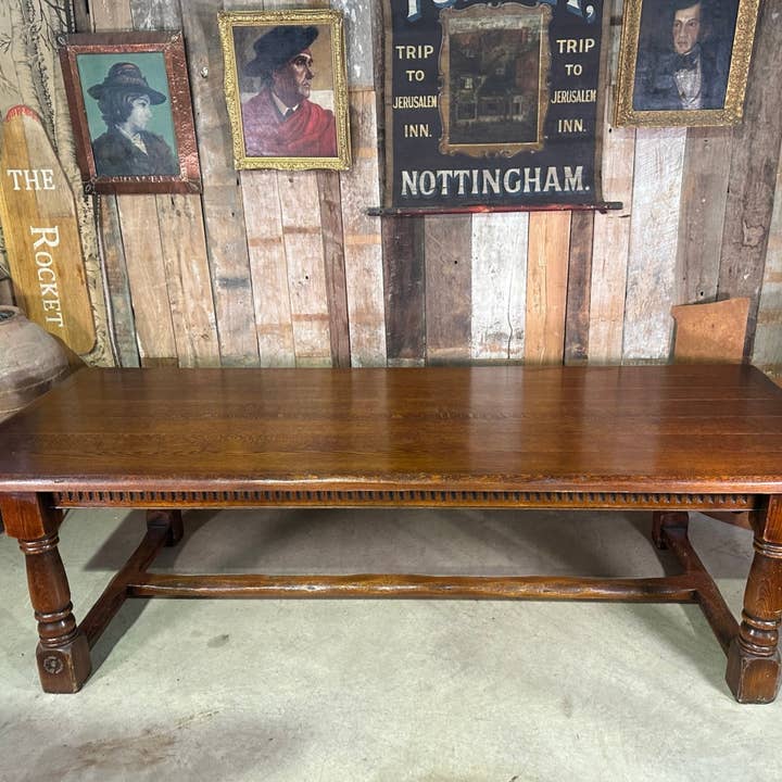 Vintage Large Rectangular English Oak Dining Table for wholesale by belvoir