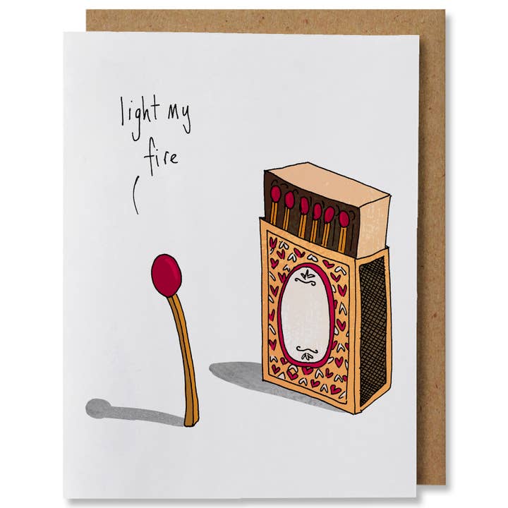Light My Fire - Illustrated Funny Pun Love Card for wholesale by NANU Studio