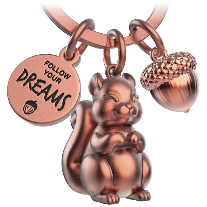FABACH – Die Schlüsselanhänger-Schmiede - Wholesale Keychain - Unisex - “Follow your Dreams” squirrel keychain “Skippy” with engraving - sweet lucky charm encouragement1