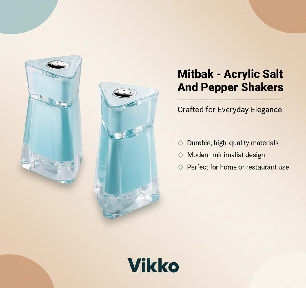 Kadra Kitchenware - Wholesale Salt & Pepper Shaker Set - Mitbak - Acrylic, Salt And Pepper Shakers, Turquoise, 2 Pk3