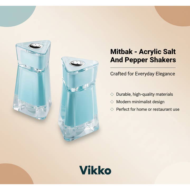 Kadra Kitchenware - Wholesale Salt & Pepper Shaker Set - Mitbak - Acrylic, Salt And Pepper Shakers, Turquoise, 2 Pk3