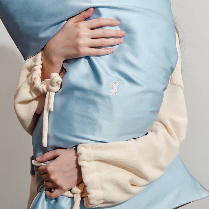 Blue "Pan Pan" Silk Pillowcase for wholesale on Faire3