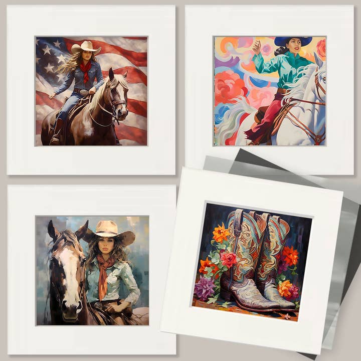 Mowbi - Wholesale Art Print - Coastal Cowgirl #6 - Wall Art Prints - Western Decor 8"x10" Artwork - 11"x14" Mat