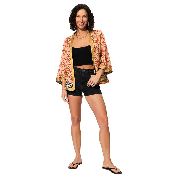 La Mano Boho - Wholesale Kimono - Women's - SHORT SUMMER KIMONO 3/4 SLEEVES KIM8503L