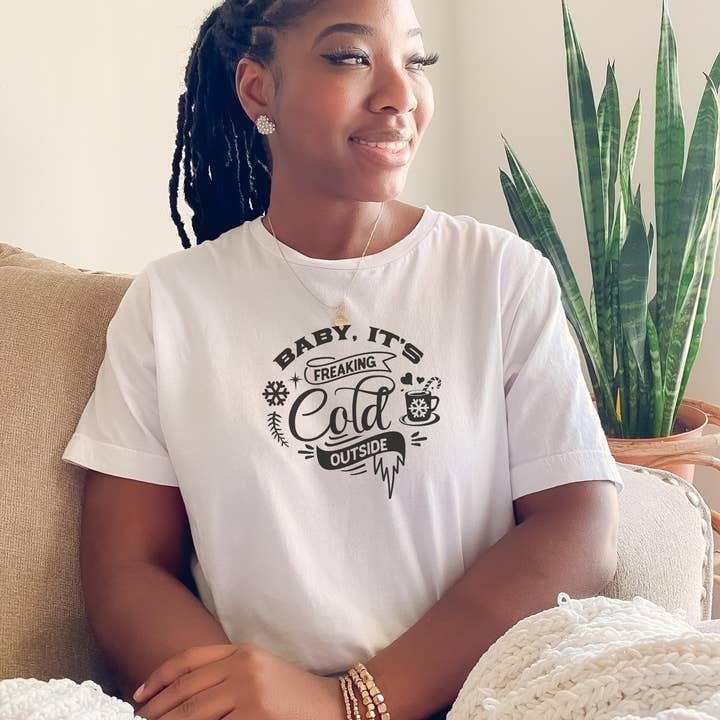 Baby It's Freaking Cold Outside Womens' Christmas Shirt Size for wholesale by Shine Thrive Grow