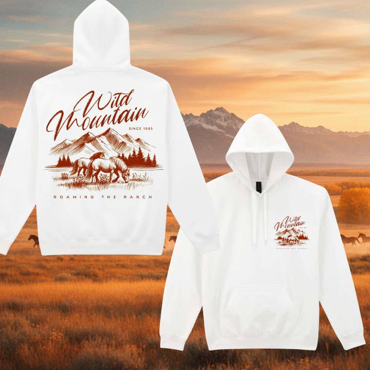 Sweat à capuche premium mi-lourd Wild Mountain pour la vente par Redneck Roads Apparel