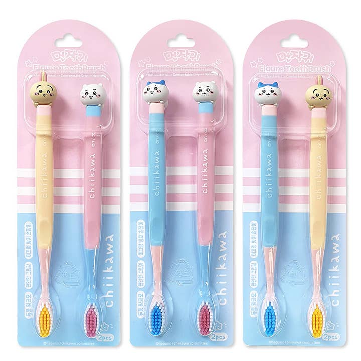 Chiikawa Character Toothbrush Set – 2-Pack Figure Topper for wholesale by K-Wonderland