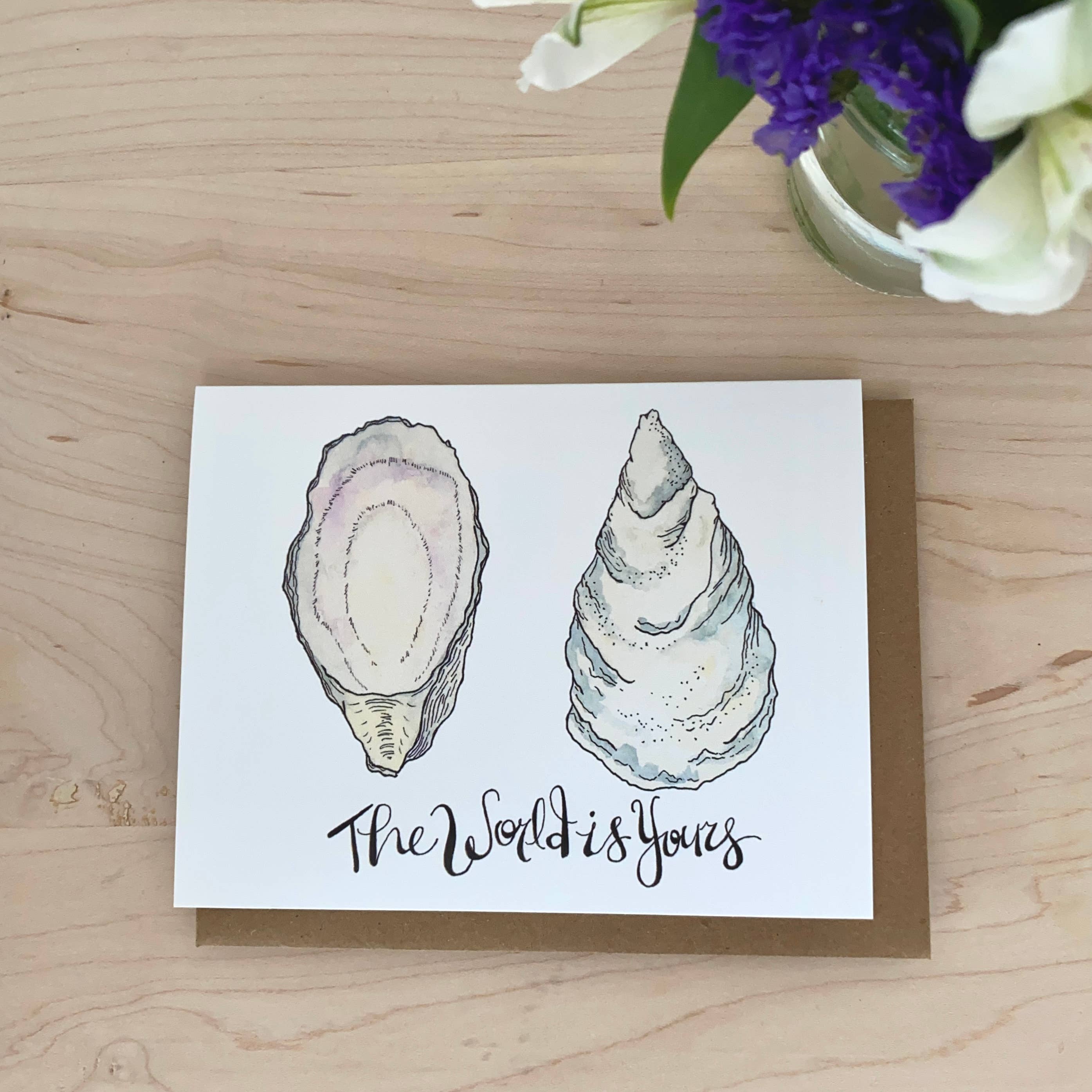 Stem and Soul - Wholesale Everyday Greeting Card - The World Is Yours Oyster Retirement Card2