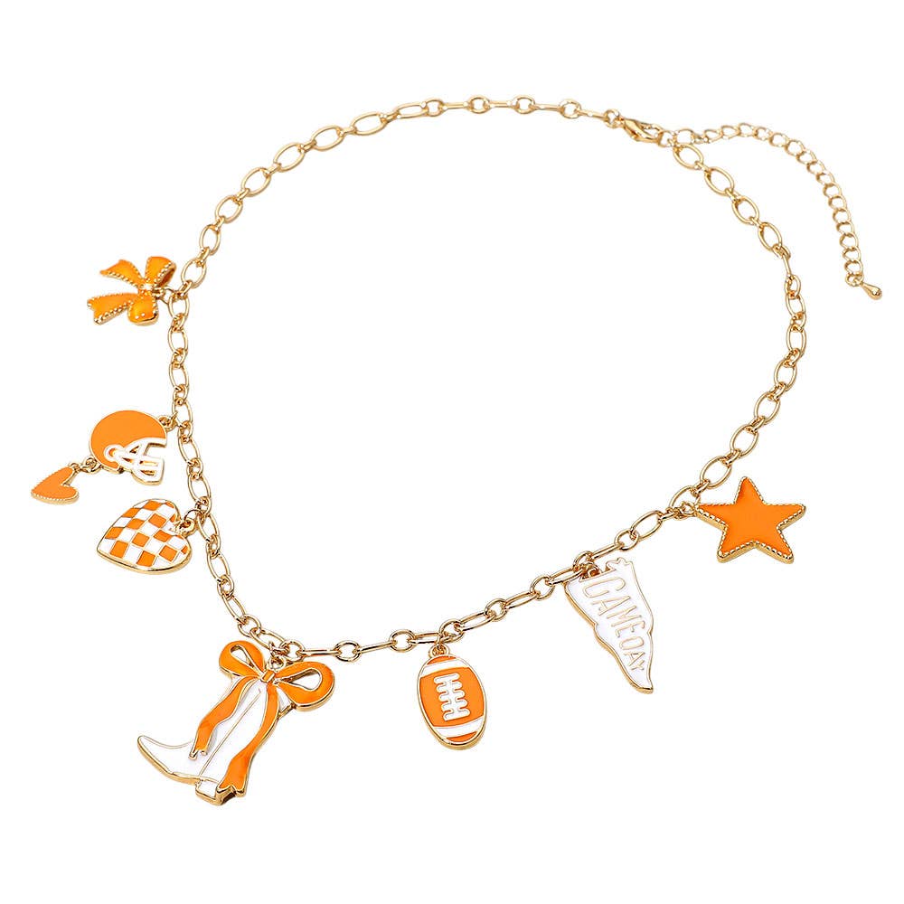 Sensibling Corp. - Wholesale Pendant/Charm Necklace - Game Day Football Theme Charm Station Necklace8