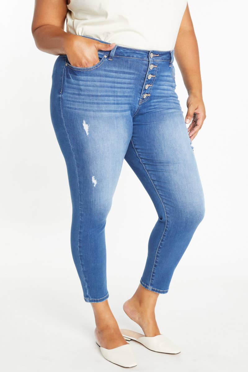 MOYEN OUVRIR PACK Jean Skinny Taille Haute Cheville Grande Taille WEP3310XL en vente sur Faire4