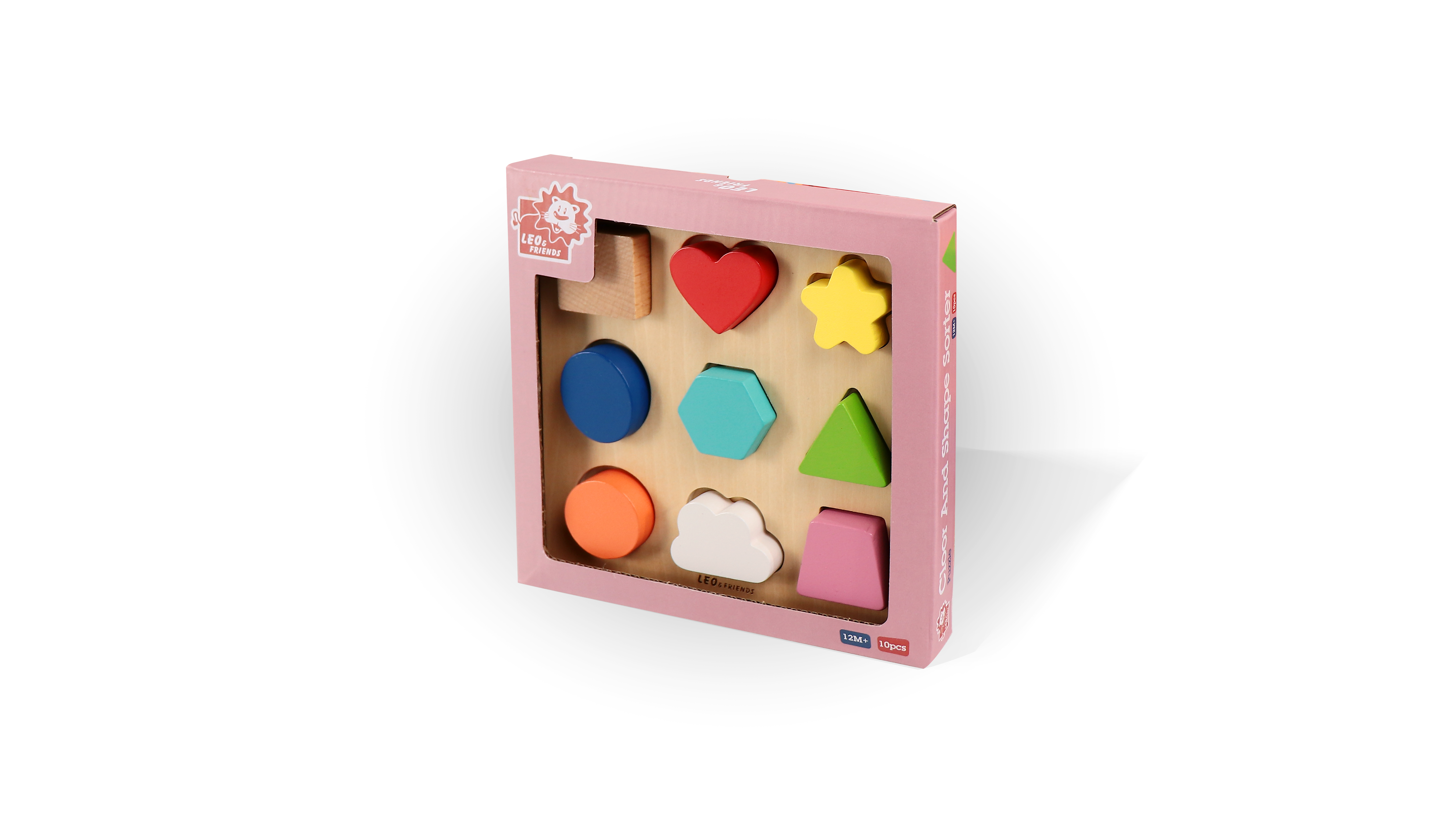 Leo & Friends - Vente Puzzle – enfant - Trieur de couleurs et de formes Leo & Friends, formes en bois colorées5
