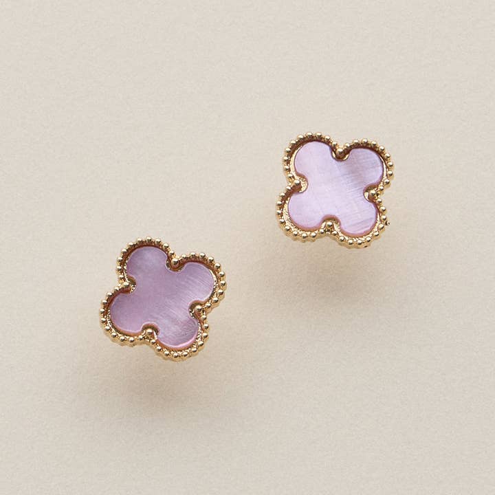 Frem - Wholesale Stud/Post Earrings - Enamel Quatrefoil Stud Earrings22