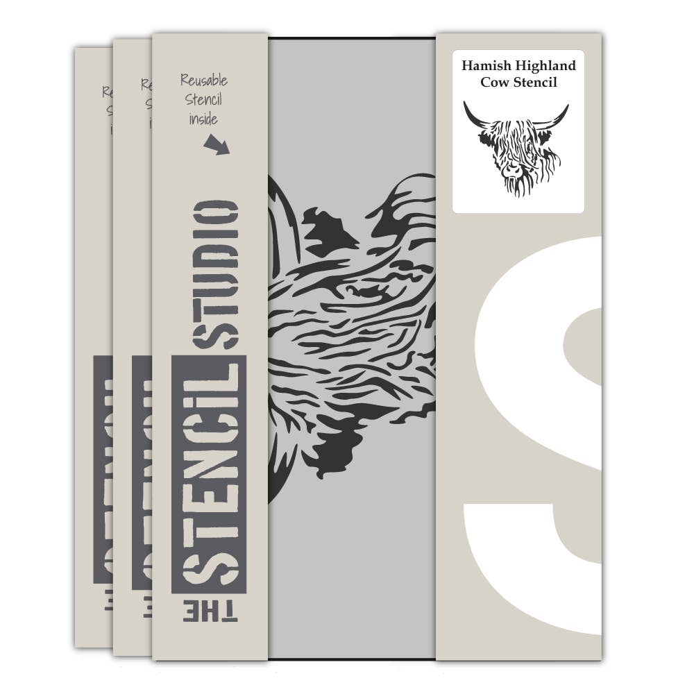 The Stencil Studio - Wholesale Stencil/Craft Die - Hamish Highland Cow Stencil1