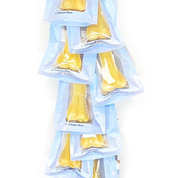 QT Dog, LLC - Wholesale Pet Treats - Dog - Colgn 6" Bone Clip Strip (12 pcs per strip)