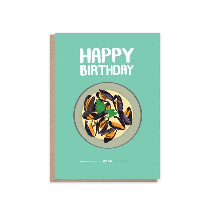 Mussels Birthday Card | Moules Mariniere Greetings Card for wholesale by Places & Spaces Art Co.
