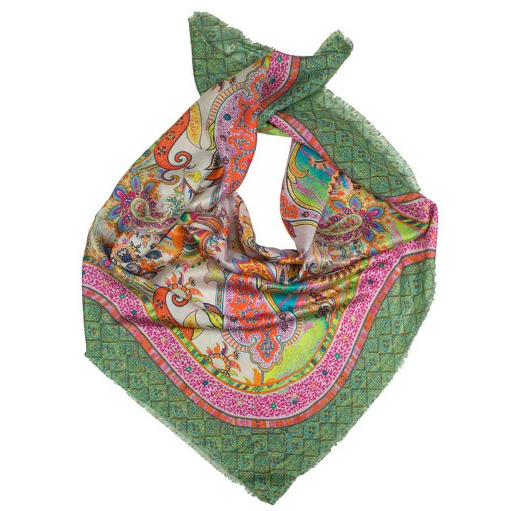 Colorful Printed Silk Scarf for wholesale by Shirin Sehan