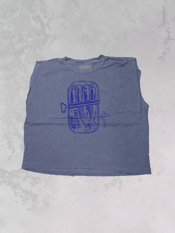 The Clandestine Underground - Wholesale Tank Top - Women's - Salty Sardines Vintage Cropped Muscle Tank1