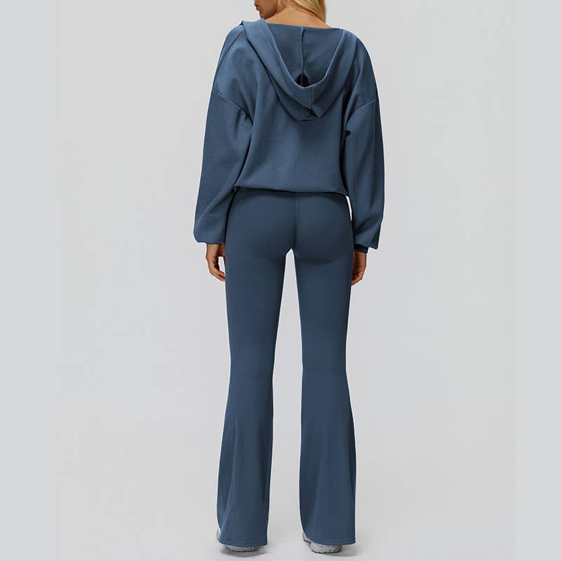 WONDERXFANS – wholesale Activewear set – Women′s – V-neck jacket+Sports tank top+High-waisted pleated back pant15