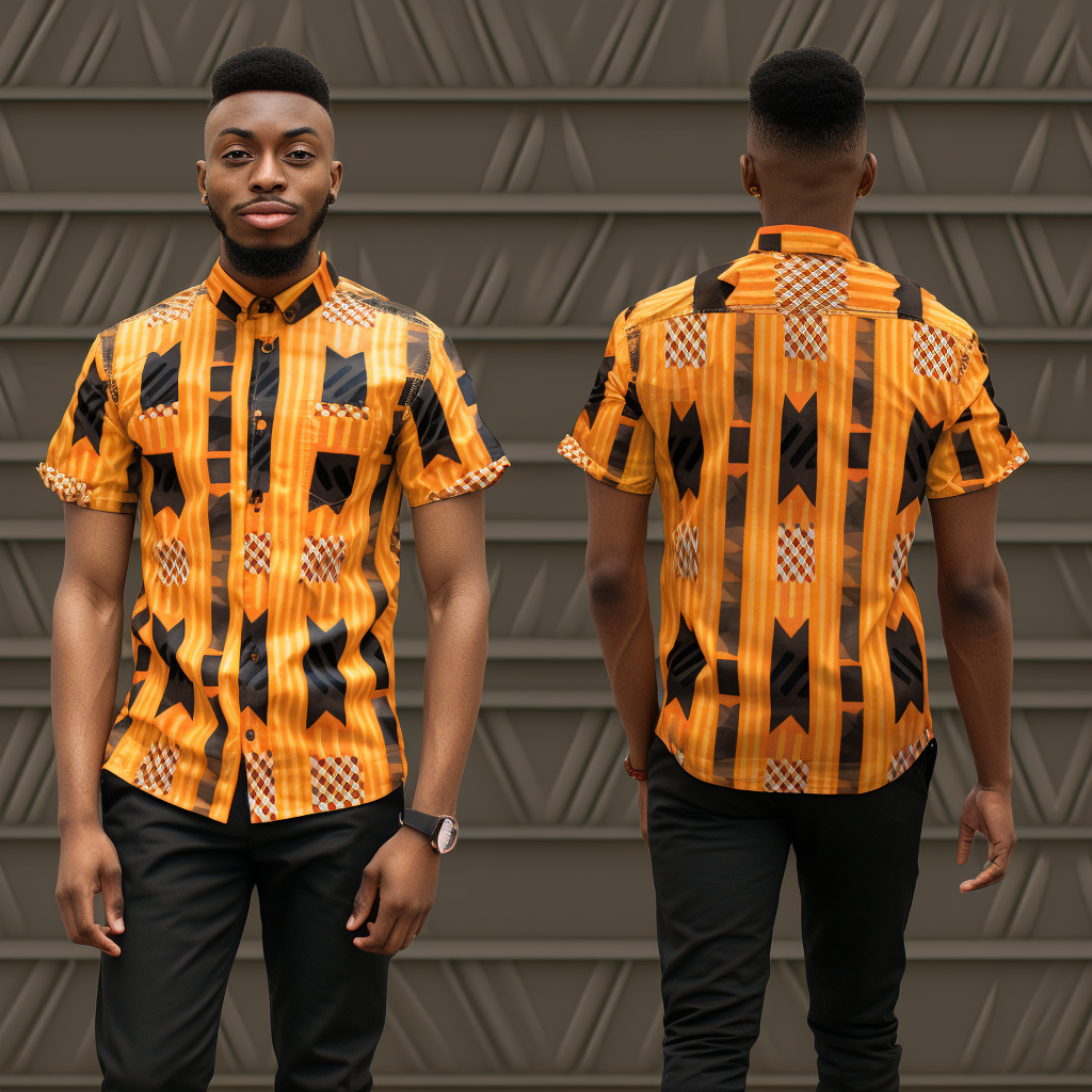 NeoShores - Wholesale Buttoned-down shirt – Men's - African Kente Pattern Mandarin Collar Men Casual Shirt2