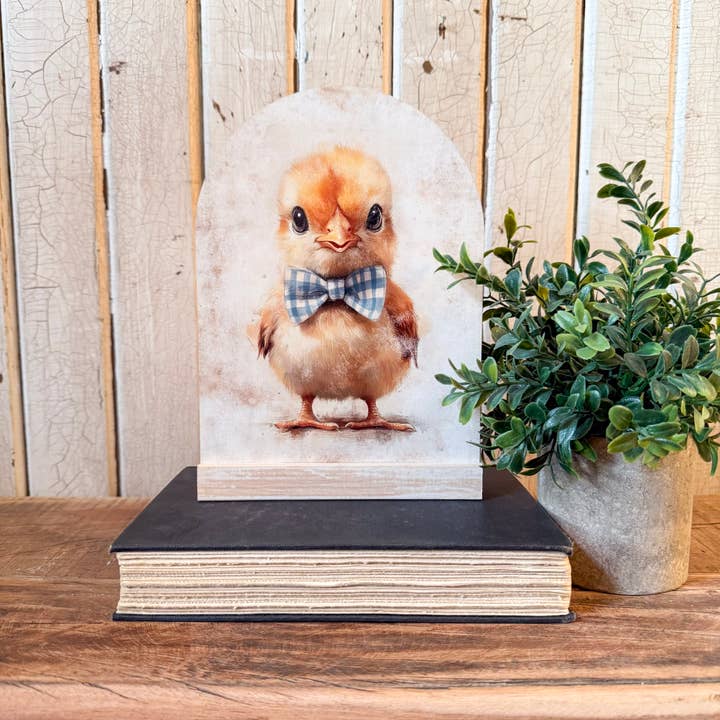 Baby Easter Chick Arched Wood Sign Shelf Sitter for wholesale by WillowBee Signs & Designs