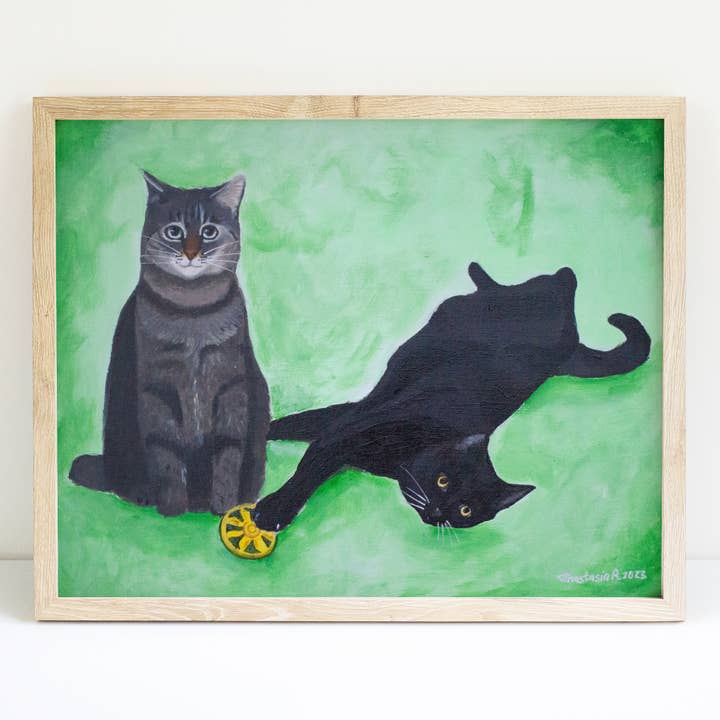 Chats sur la pelouse Art Print pour la vente par MeerCatArt