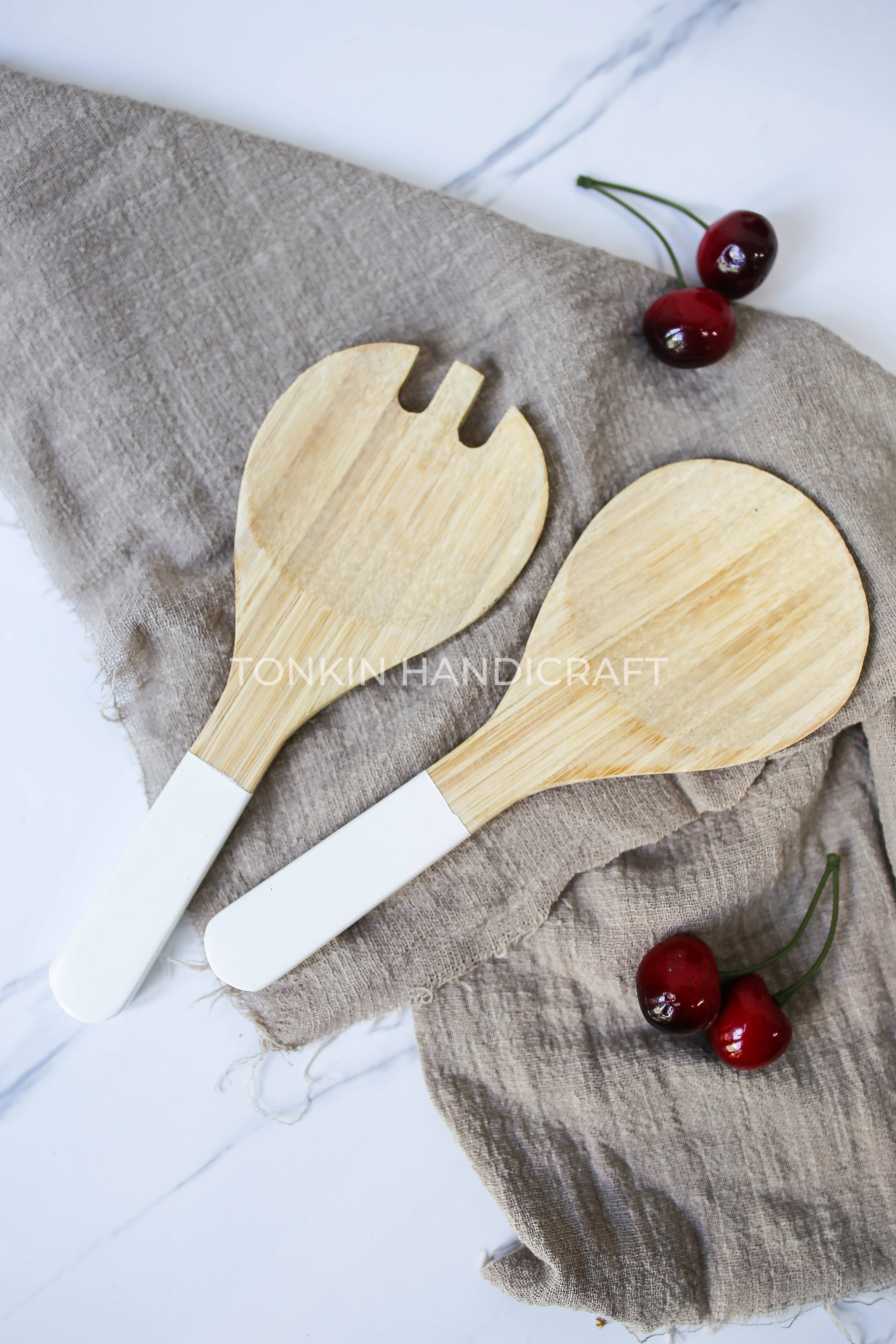 Tonkin Handicraft – wholesale Serving utensil – Set 2 Salad Bamboo Utensils2