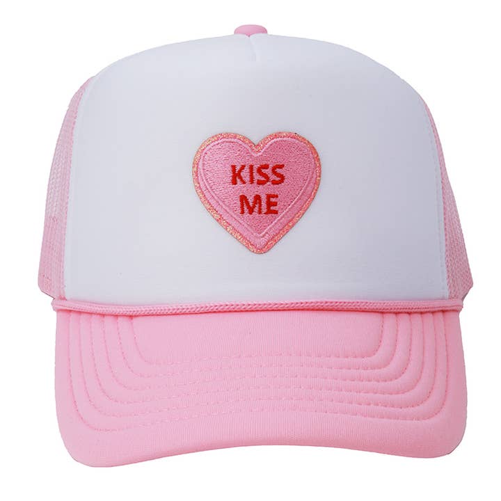 Pink Kiss Me Trucker Hat for wholesale by Sparkle Sisters by Couture Clips
