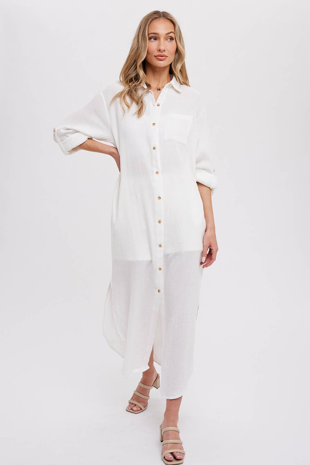 Bluivy - Wholesale Dress - Women's - BUTTON UP MAXI SHIRT DRESS WITH POCKET26