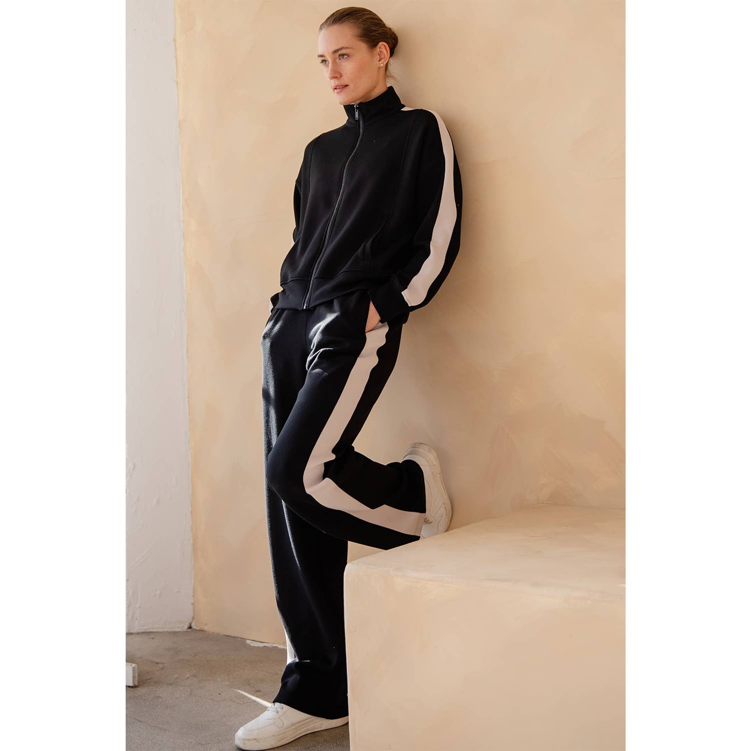 Rae Mode - Wholesale Athletic Jacket - Women's - MODAL SCUBA STRIPING ZIP UP JACKET7