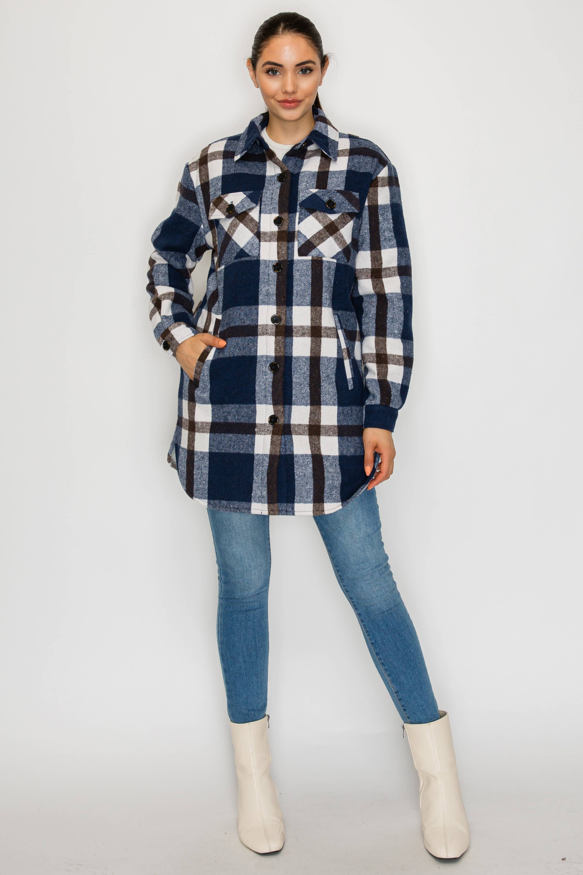 PATRONCITO USA INTERNATIONAL, INC - Wholesale Shirt Jacket/Shacket - Women's - Women Plaid Long Button Shirts Jackets (Shakets) LJ450-202519