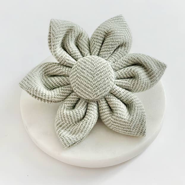 Sage Tweed Collar Flower for wholesale by Cocopup London