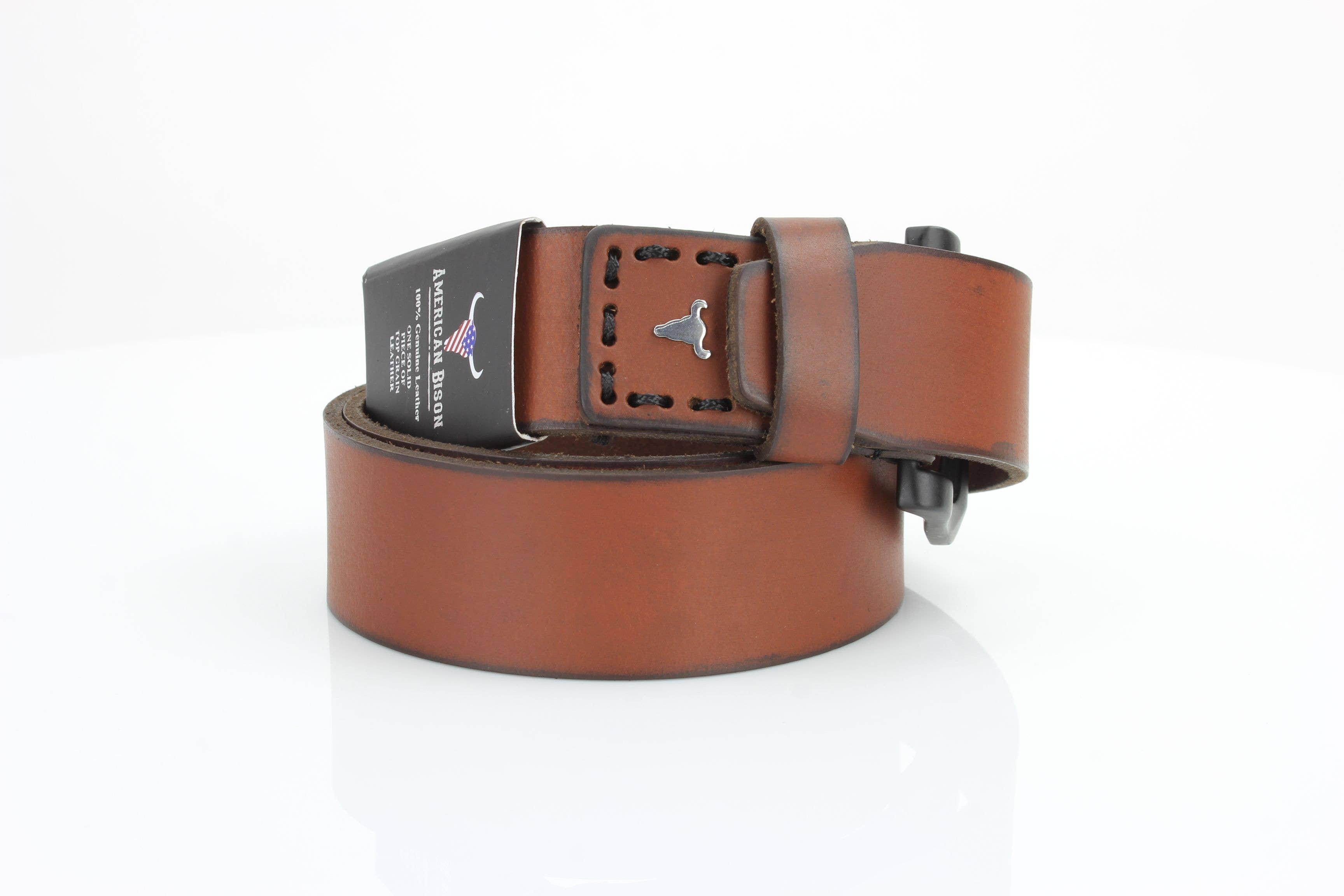 Leather Impressions Inc - Vente Ceinture – unisexe - Ceinture en cuir classique avec coutures fines et logo - ABB 0103