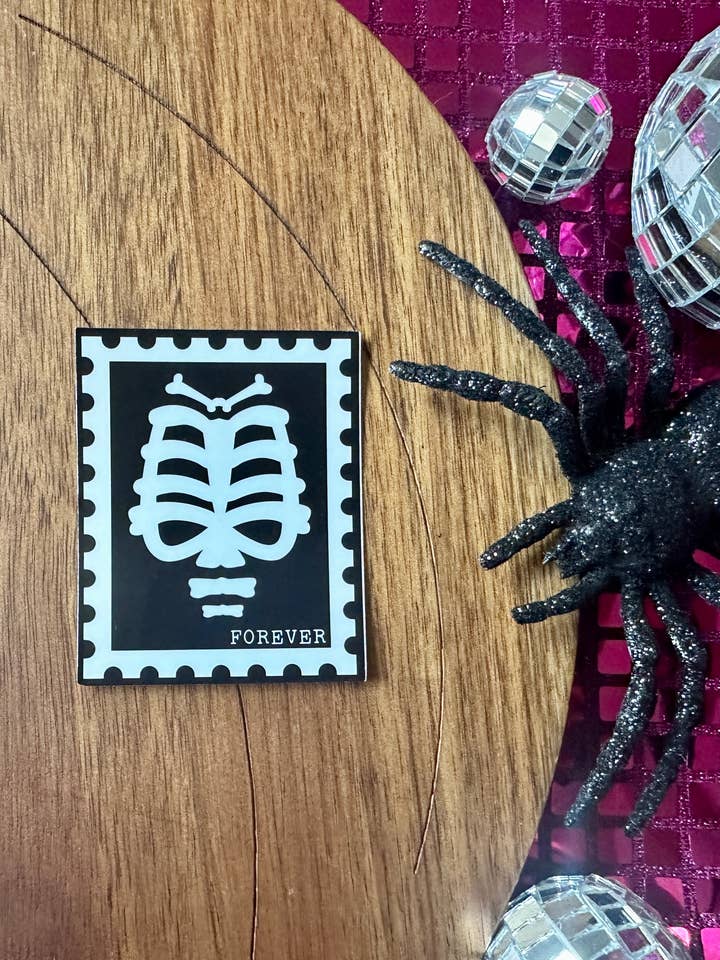 Skeleton Stamp Sticker (Qty. 1)| Skeleton Stickers| Summerween Stickers| Gothis Halloween Stickers| Bones Stickers| Gothic Stamp Stickers for wholesale by The Haus of Holly