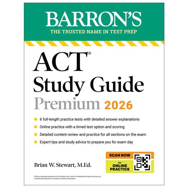ACT Study Guide Premium, 2026: 6 Practice Tests + Comprehensive Review + Online Practice for the New Enhanced ACT by Brian Stewart M.Ed. for wholesale by Simon & Schuster