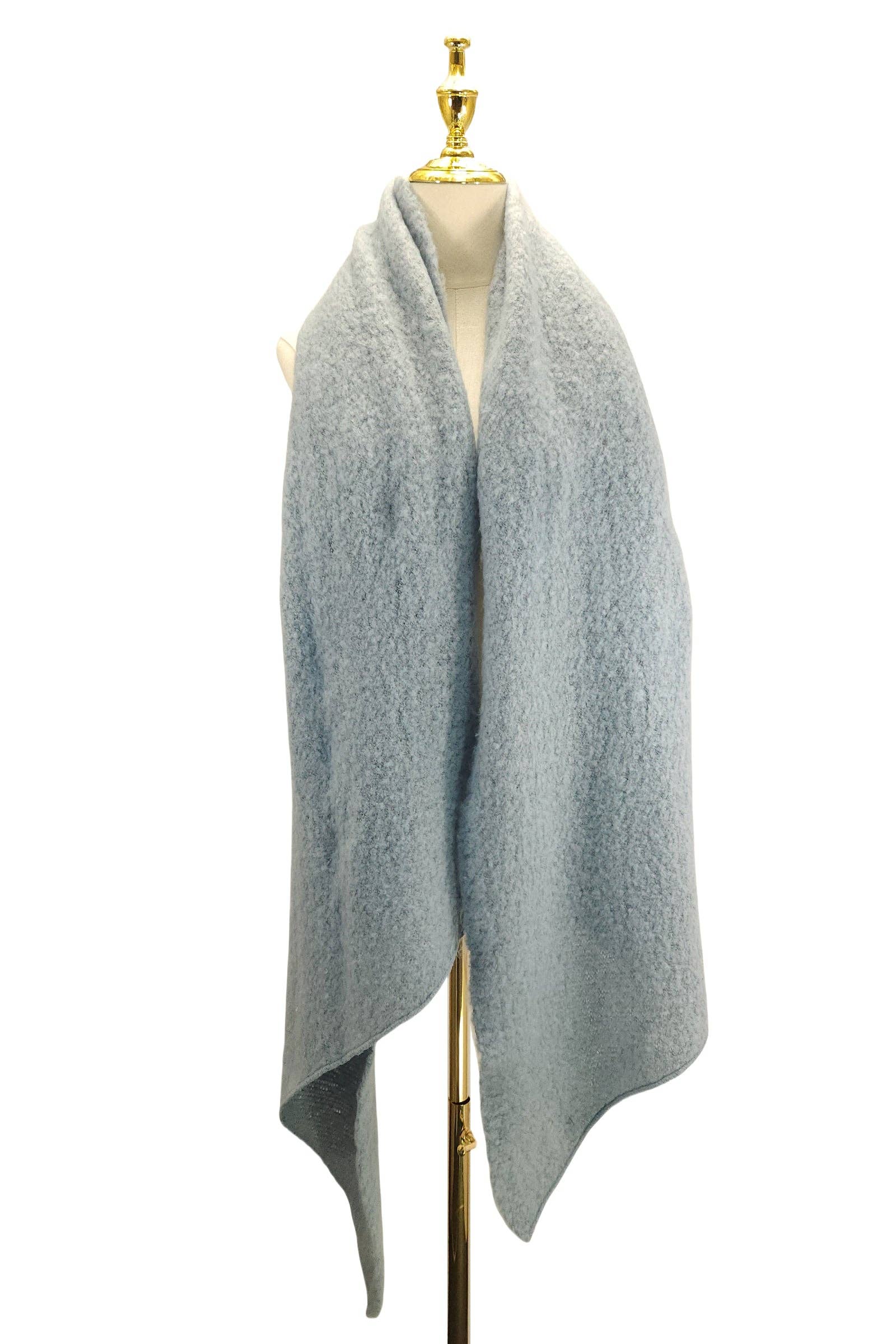 Fashion Scarf World - Wholesale Scarf - Women's - Plain Boucle Diagonal Edge Wool Scarf2