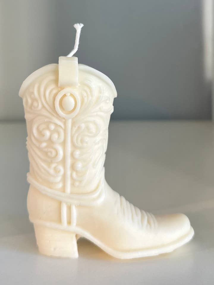 Cowboy Boot Candle for wholesale by Goddess Glow Holistic Care