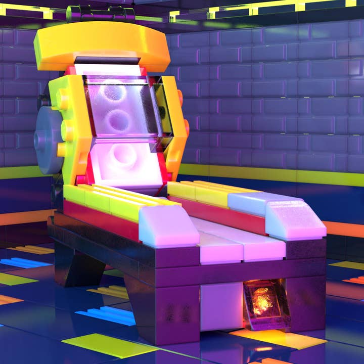 Macchina Arcade Roller Ball realizzata con parti LEGO per la vendita all'ingrosso da parte di B3 Customs