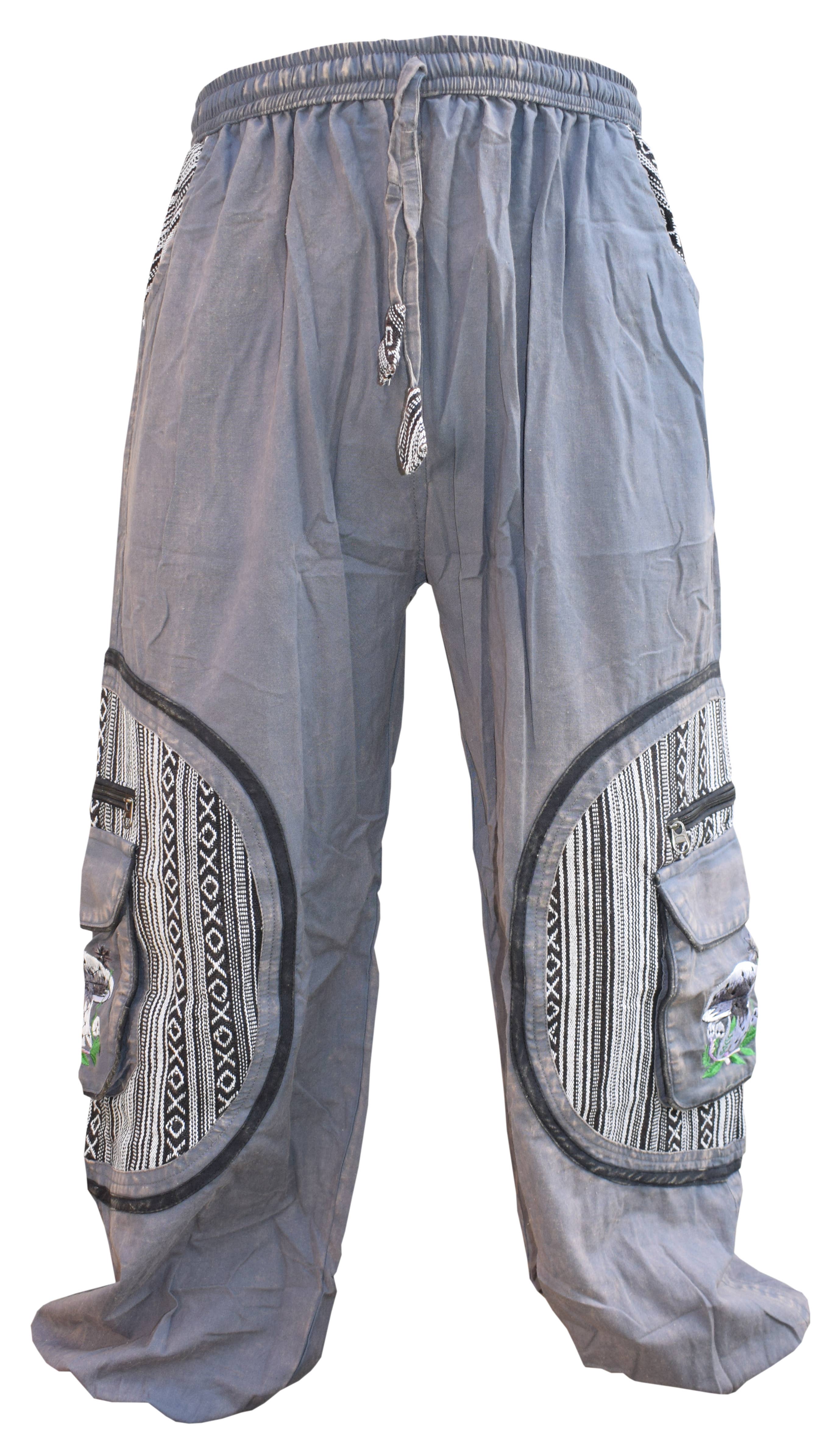 Gheri - Wholesale Pants - Unisex - Aztec Pocket Mushroom Embroidery Parachute Cargo Trousers4