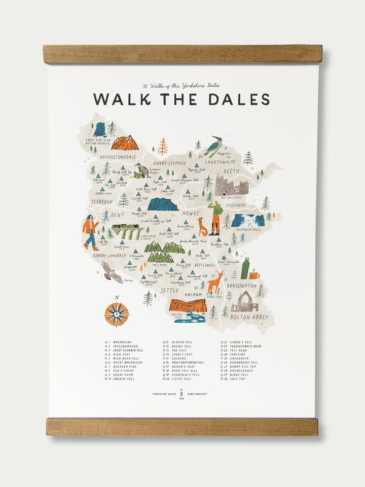 Lista de verificación del mapa A3 para caminar por los Dales para venta al por mayor de Oldfield Design Co
