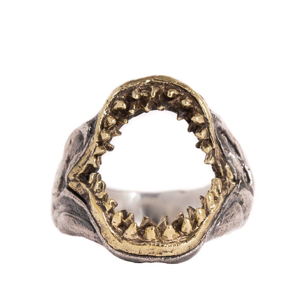 JewelryLab - Vente Bague de cocktail/de cérémonie - Bague à mâchoire de requin en argent sterling 925 avec laiton