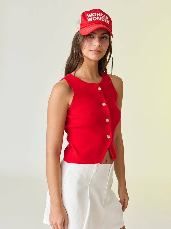 PT50333 Haut sans manches à boutons Audrey pour la vente par Papermoon