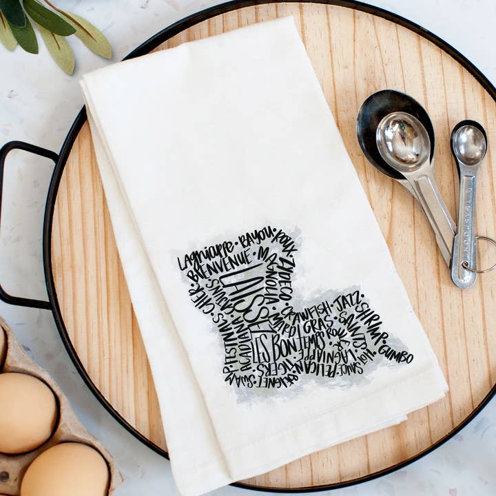LA Words Kitchen Towel for wholesale by Pelican Provision Co.
