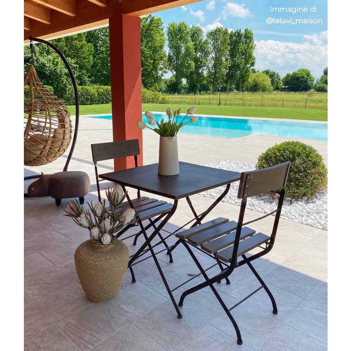 Fiorirà un giardino - Wholesale Chair - Folding Bistro Chair Wood Iron New 42 x 52 H90 cm2