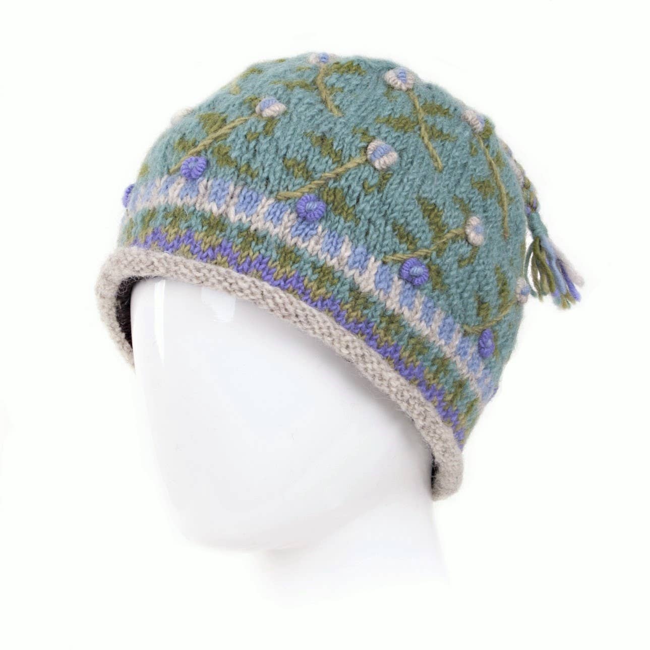 Lost Horizons Knitwear – Ships from USA - Wholesale Beanie - Women's - Verbier Floral Wool Beanie Hat with Embroidery0