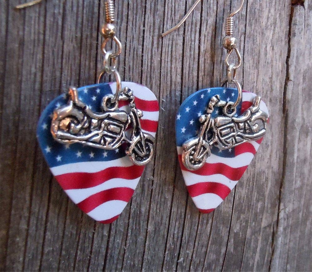 Simply Raevyn - Wholesale Dangle Earrings - Motorcycle Charm Guitar Pick Earrings21