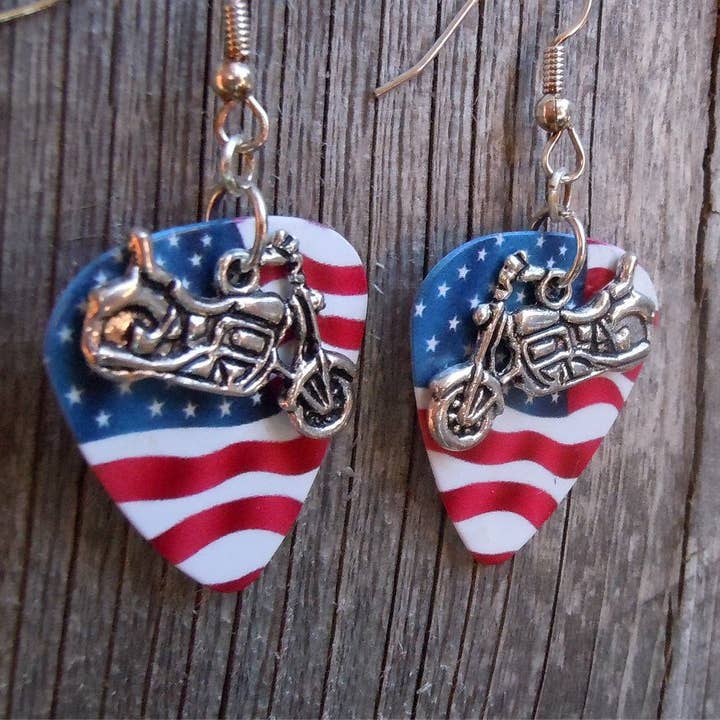 Simply Raevyn - Wholesale Dangle Earrings - Motorcycle Charm Guitar Pick Earrings21